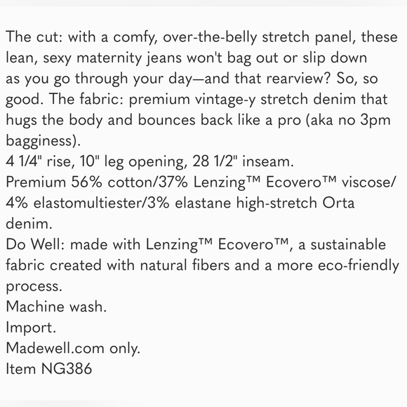 NWT Madewell Maternity Over the Belly Skinny Jeans Coronet Dark Wash - Picture 5 of 6